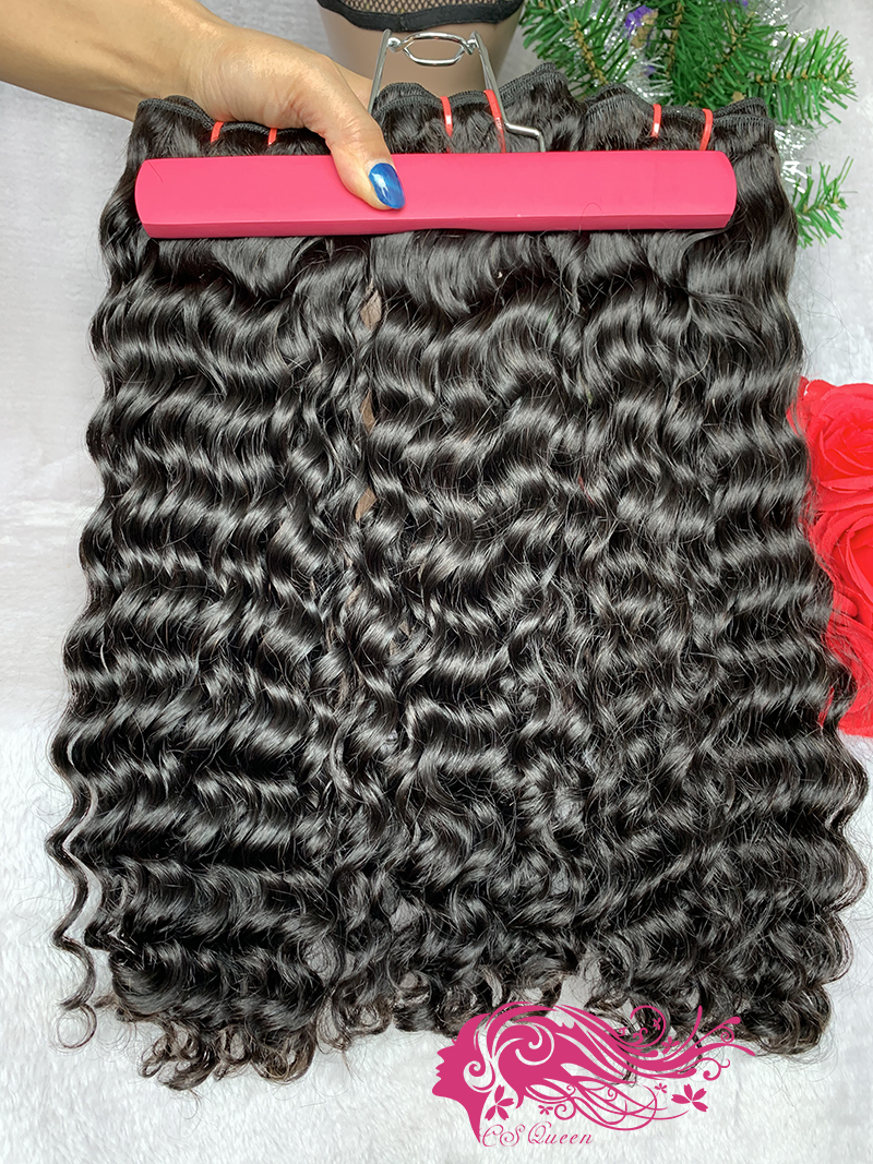 Csqueen Raw Burmese Curly 2 Bundles with 5*5 HD Lace Closure Unprocessed hair